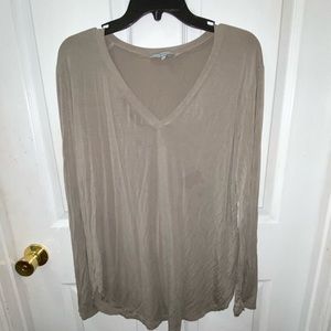 NWOT Long sleeve Beige v-neck shirt. NO STAINS!